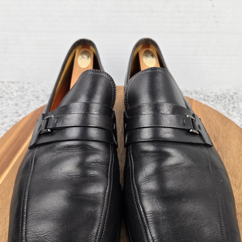 Magnanni Men 13M Black Leather Side Bit Apron Toe Business Casual Loafer Dress - Picture 7 of 13